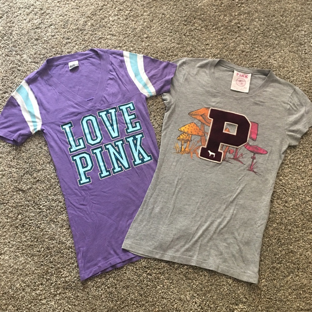 2 Victoria Secret pink shirts t shirt top